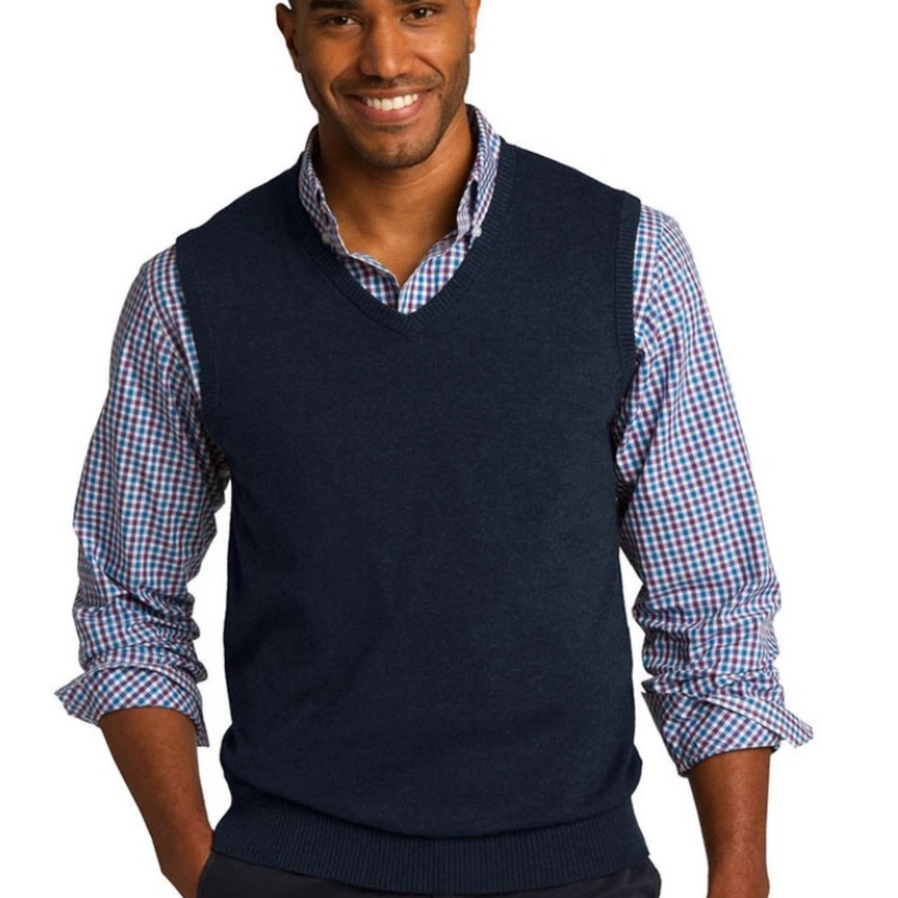 Port Authority blue v neck sweater vest